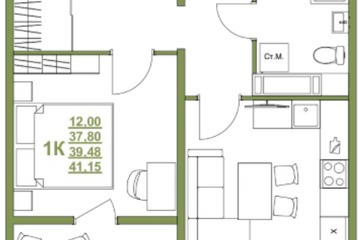 1-к квартира, 37,8 м², 3/17 эт.