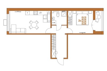 1-к квартира, 42 м², 3/8 эт.