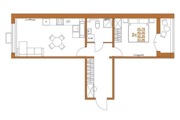 1-к квартира, 42 м², 2/10 эт.