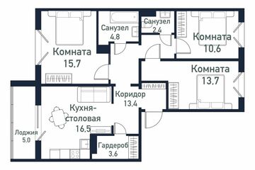 3-к квартира, 80,1 м², 4/10 эт.