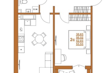 2-к квартира, 52 м², 3/10 эт.