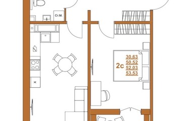 2-к квартира, 52 м², 2/10 эт.