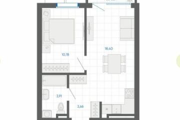 2-к квартира, 36,8 м², 2/8 эт.