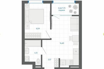 2-к квартира, 34,2 м², 7/9 эт.