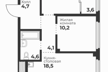 2-к квартира, 55 м², 19/23 эт.