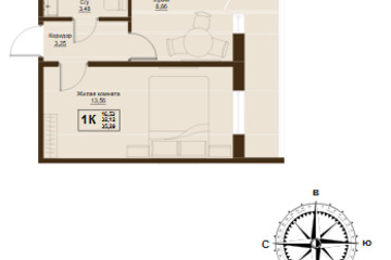 1-к квартира, 35,2 м², 6/9 эт.