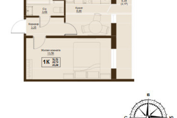 1-к квартира, 36 м², 5/9 эт.