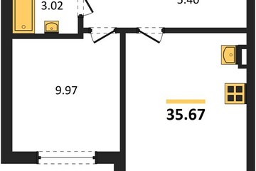 1-к квартира, 35,6 м², 1/7 эт.