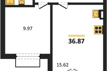 1-к квартира, 36,8 м², 6/10 эт.