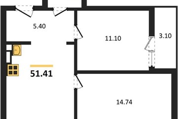 2-к квартира, 51,4 м², 2/10 эт.