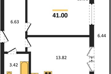 1-к квартира, 41 м², 2/10 эт.