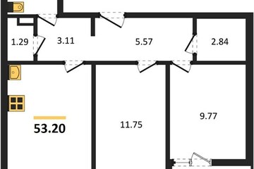 2-к квартира, 53,2 м², 10/10 эт.