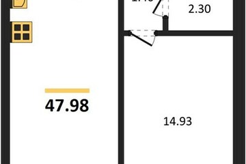 1-к квартира, 47,9 м², 1/9 эт.