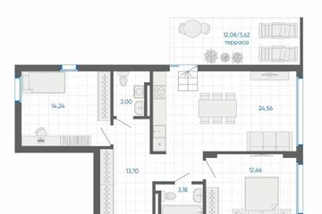 3-к квартира, 74,9 м², 2/8 эт.